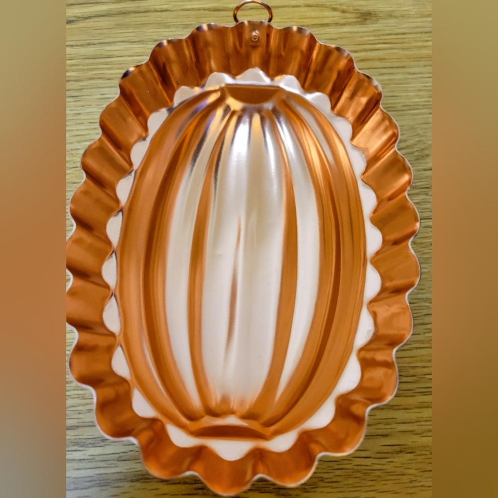 Vintage Copper Fluted Half Melon Jello Mold scalloped wall decor kitchen hanging